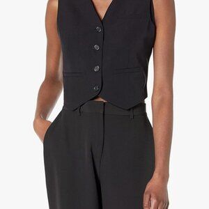 The Drop Women's Sadie Cropped Slim Vest Size Large, Black